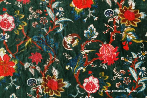 Luxury Velvet Craft Fabric Tropical Floral Printed Fabric for Curtains Indian - Picture 1 of 6