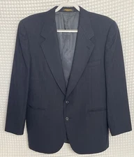 Evan Picone Blazer Mens 42R Navy Plaid Striped 100% Pure Wool Sport Coat Jacket