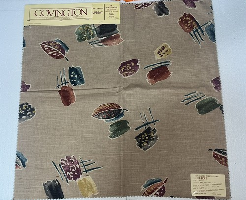 Vtg Covington Fabrics Upbeat 5 pc Cotton Linen Remnants Samples Craft Fabric 25" - Picture 3 of 14