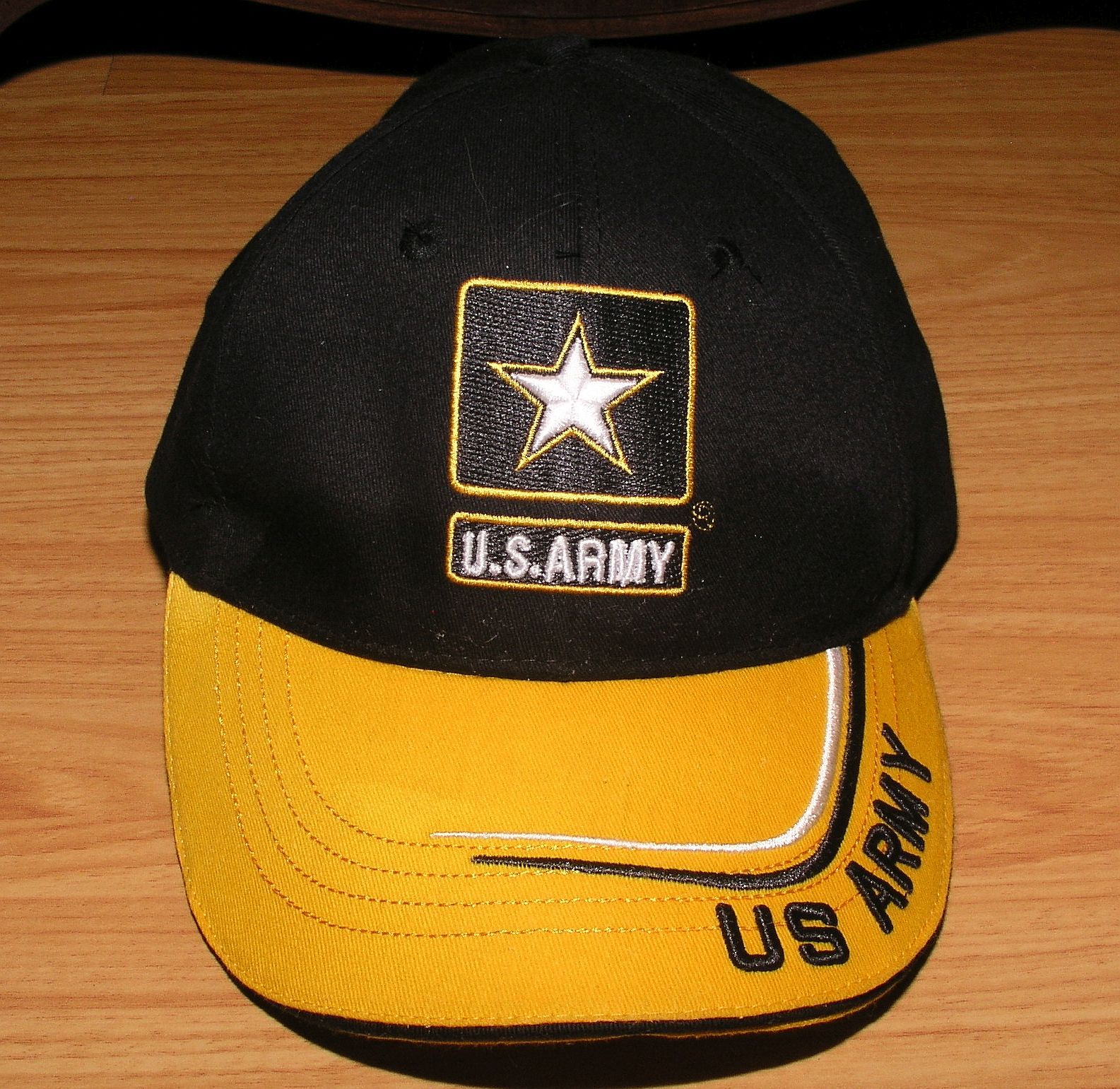 Baseball Cap US Army Strong Hat Era Rare Collectible Snapback Black w Gold Brim-image