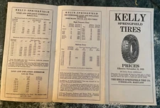 1935 Kelly Springfield Tire Company Brochure  Advertising Price List, excellent