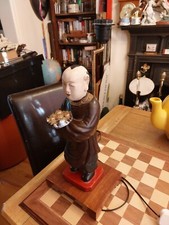 Wooden Base Resin Buddha Buddhist Monk Table Desk Lamp Japanese Style *