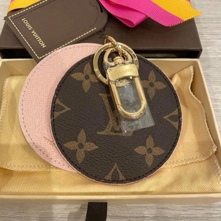 LOUIS VUITTON Monogram LV Compact Mirror Bag Charm Keychain Round