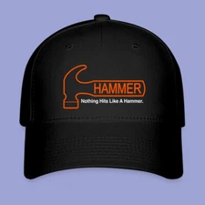 Hammer Bowling Black Hat Baseball Cap Size S/M And L/XL