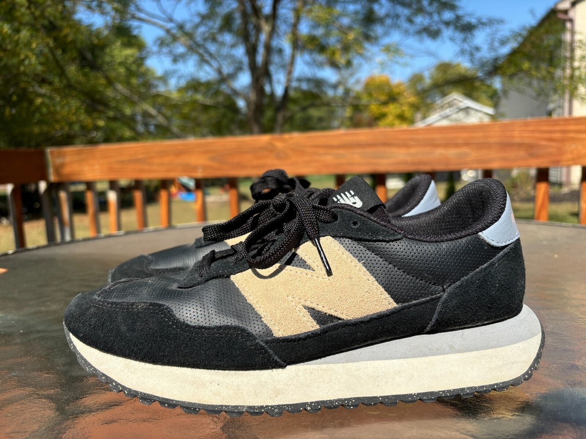 New Balance 237 Womens Suede Running Shoes Black Ivory White