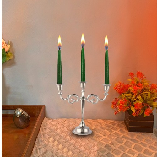3 Arm Silver Gothic Candelabra Metal Candlestick Candle Holders for Decorations - Picture 3 of 11