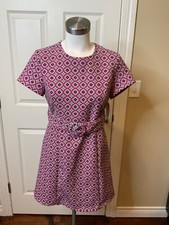 Zara Purple, Brown & Green Floral Open Back Belted Dress, Size M, NWT!