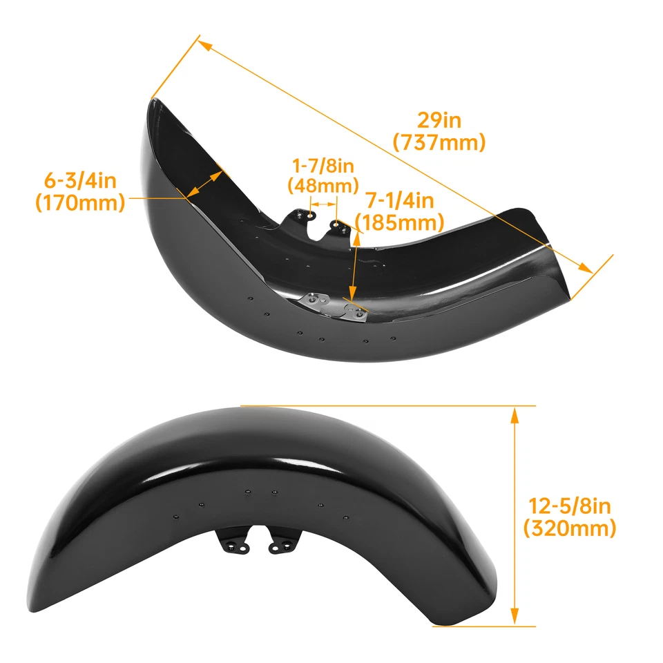 Vivid Black Front Fender Fit For Harley Touring Street Road Glide 2014-2024 2023 - Image 2 of 4