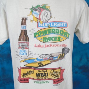 Trashed Vtg 90s Budweiser Powerboat Racing T Shirt M Bud Light Dry