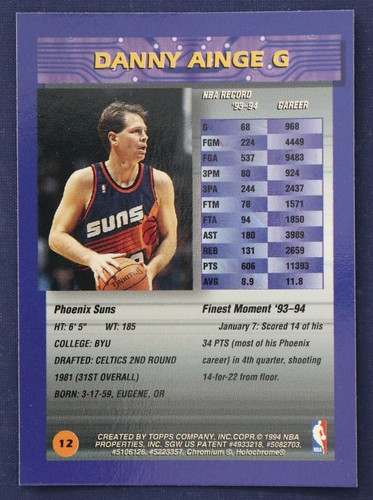 1994-95 Finest Refractors #12 Danny Ainge NMMT - Picture 2 of 2