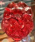 Fenton 95th Anniversary Cranberry Drapery 7" Vase with Original Tag & Label FS