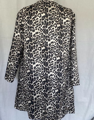 Leopard Print Rain Slicker Lightweight Swing Coat Open Front Pockets Med - Picture 4 of 16