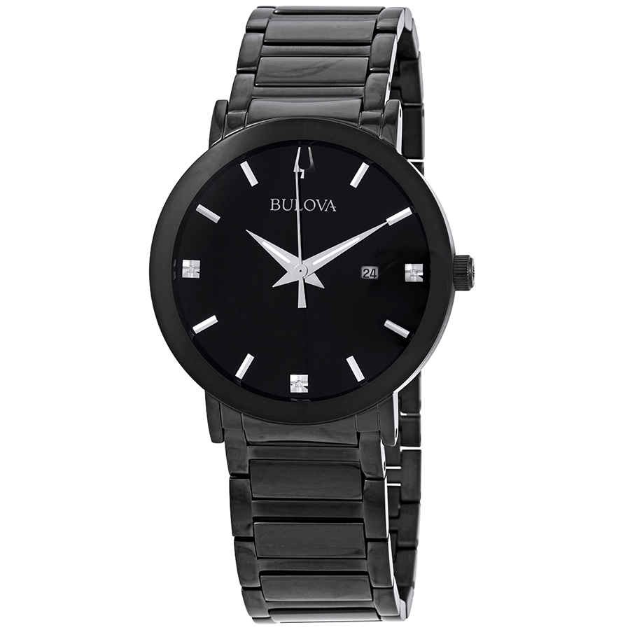 Bulova Modern Diamond Black Dial Mens Watch 98D144