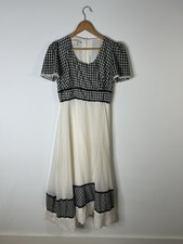 Vintage 1970  s Melinda Dresswome  s White Gingham Maxi Prairie Cottage Core