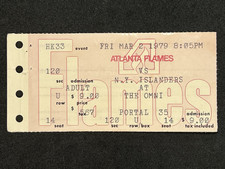 3-2-1979 New York Islanders @ Atlanta Flames NHL Ticket - Jean Pronovost 2 Goals