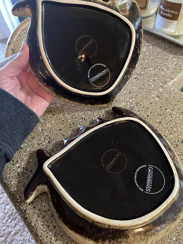 Godinger Gatherings Plato de Pescado de Cerámica Esmaltada Plato de Baratija Lote de 2 Excelente Estado Foto 2 de 4