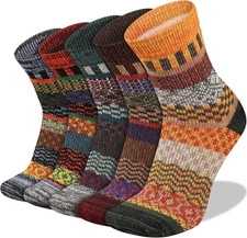 Heatuff Men's Winter Wool Socks Thermal Warm Soft Crew Socks （5 Pairs）
