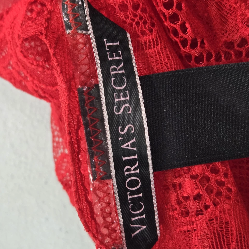 Victoria's Secret Women Sleepwear XL Red Nightie Underwire Lace Rhinestone Slip - Image 3 of 4