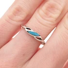 925 Sterling Silver Vintage Real Turquoise Wavy Ring Size 6