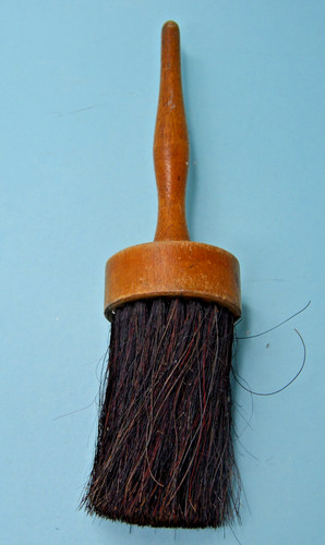 Vtg horsehair bench counter brush turned wood handle 10"