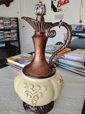 Antique Style Decorative Pitcher Vase with Ornate Handle