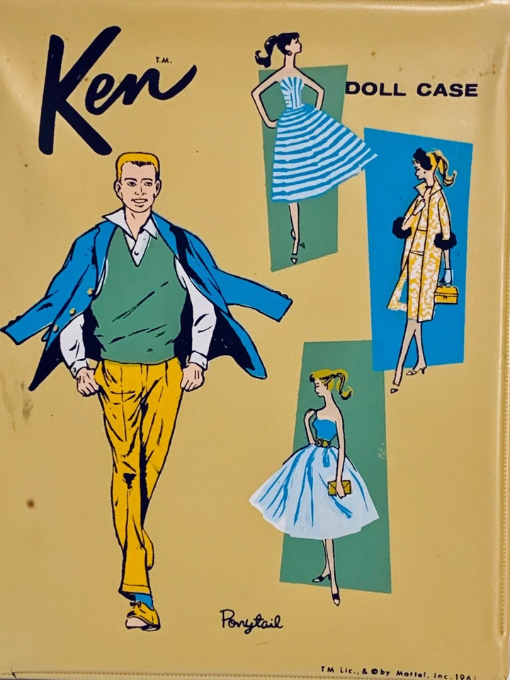 De colección Mattel 1961 Ken Cola de Caballo Barbie Moda Accesorios Amarillo Muñeca Estuche Foto 4 de 4