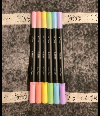 BIC Fineliner Stifte Set 6 Stück Stärke F gemischte Farben Pastellfarben