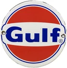 VINTAGE GULF GASOLINE PORCELAIN SIGN GAS STATION PUMP PLATE MOTOR OIL SERVICE