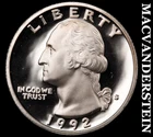 1992-S Silver Washington Quarter-Choice Gem Proof Lustrous No Reserve #i6671