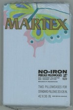 Vintage MARTEX Light Blue with Butterflies Percale Pillowcases Standard New