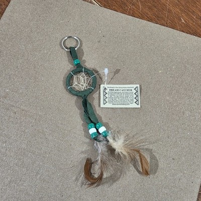 Authentic Navajo Dream Catcher Key Chain Handcrafted Green 1.5'' Diameter