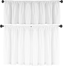 Christmas Valance Curtain Set - White, 52"X18" 26"X36" Sizes, Festive Decor fo