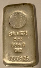 Emirates Gold 5 oz. Silver "EGO" Bar 999 Fine Bullion Serial Number w/Assay Cert