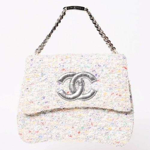 CHANEL Confetti Tweed Chain Shoulder Bag Flap Bag Ivory Multicolor No. 4 Coco Ma