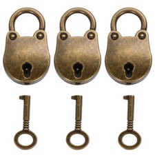 3Pcs Mini Key Lock Golden Vintage Style Durable Padlocks for Arts Crafts