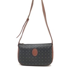 Borsa A Spalla Hobo Bag Pollini Vintage 90s In Canvas Nero Monogram E Cuoio