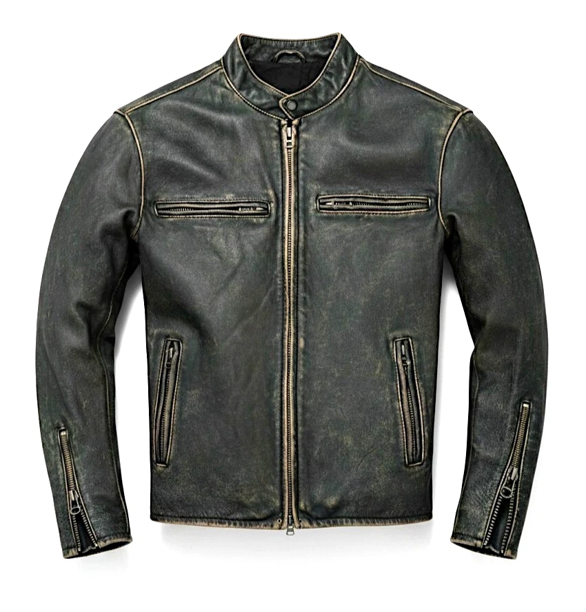 Cafe Racer Mens Genuine Sheep Skin Leather Jacket Vintage Biker Black Distressed
Opens in a new wind