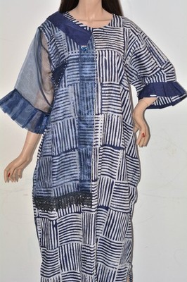 New handmade woman free dress African print blue dress Armpit 67cm length 148cm