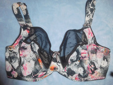 Freya 46910 Women's Underwire Unlined Bra in Black Multi Floral Lace Trim 32H