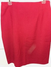 Jones New York Red Skirt 100% Worsted Wool Women's Size 14 Made in USA Knee-leng