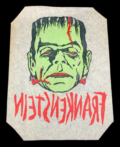 Vintage 1960s Mani-Yack Frankenstein Iron-on Transfer Decal Universal Monsters