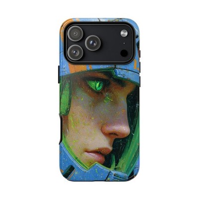 Phone Ink - iPhone/Galaxy/Pixel - Tough Case - Blue Cyborg Girl Neon Eyes