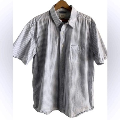 American Eagle Outfitters Mens XL Blue White Striped Short Sleeve Button Down