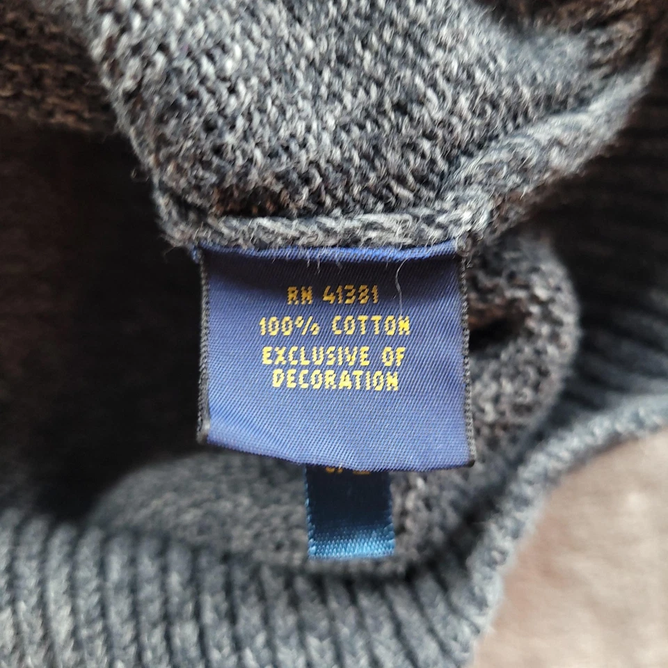 Polo Ralph Lauren Suéter Para Hombres Pequeño Gris Media Cremallera Pullover Tejido Algodón Clásico Foto 4 de 4