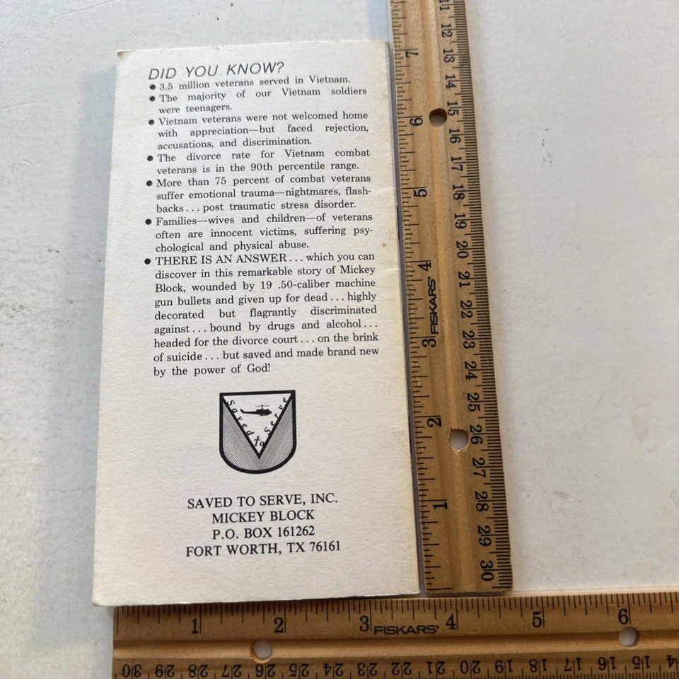 Mickey Block story Vintage Christian Testimony Vietnam War Veteran Bible tract - Image 3 of 4