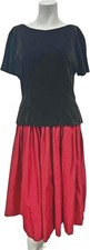 50s Skirt Set Red Black Velvet Fit and Flare Size 6 Small Vintage