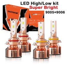 9006 9005 LED Headlight KIT Combo Bulbs 10000K High Low Beam Super Bright White