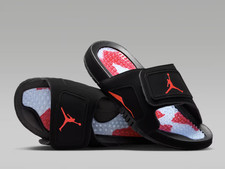 NIB Jordan Hydro VI Retro Slides, Men's Sandal, Black/Infrared 23
