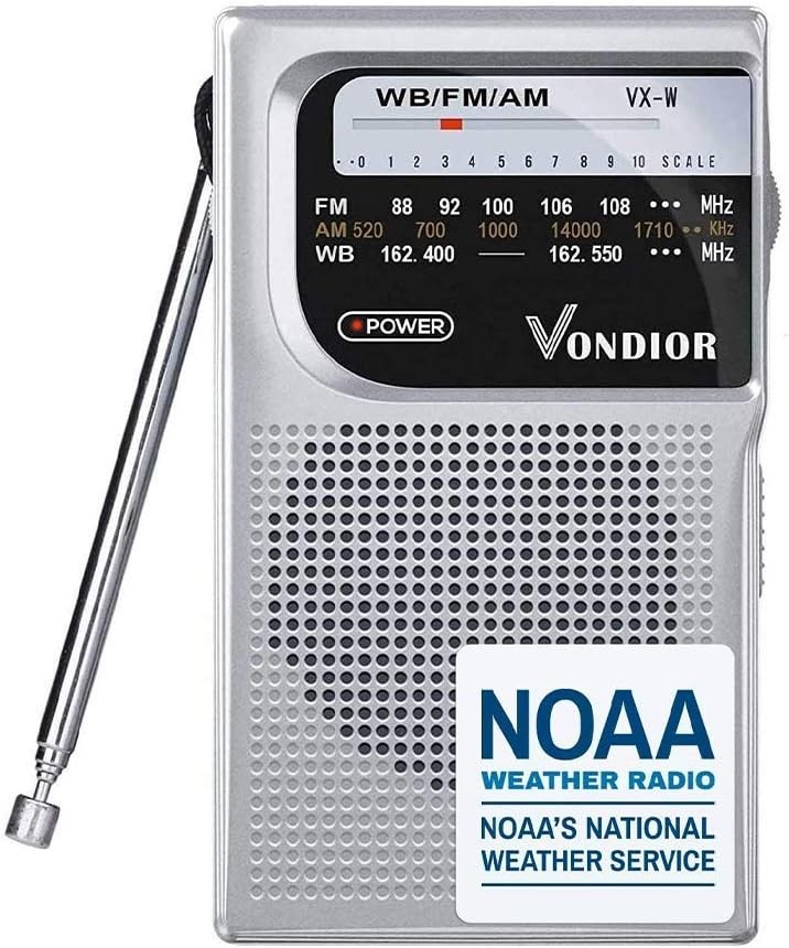 NOAA Weather Radio - Emergency NOAA/AM/FM Battery Operated Portable Silver 