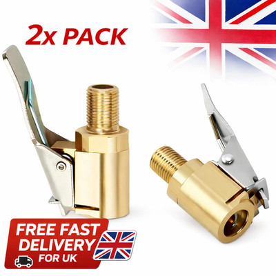 2 x Reifenventil Luftfutter Inflator Pumpe Anschluss Adapter Messing Clip am Auto 8mm
